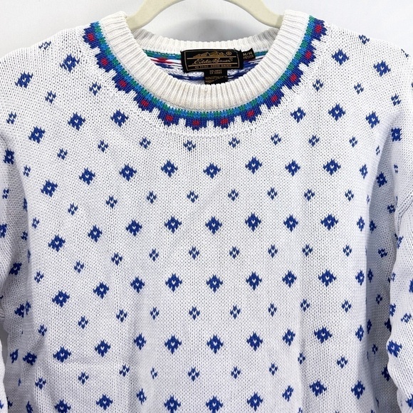 VINTAGE Eddie Bauer White Floral Grandma Sweater - Picture 3 of 7